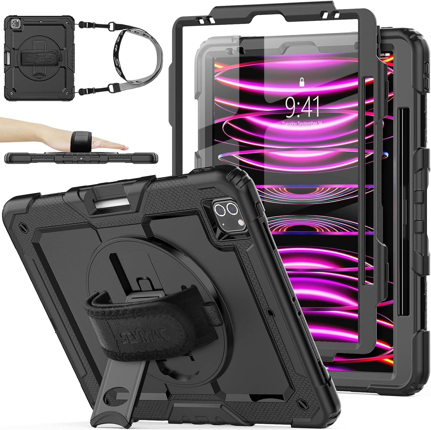 SEYMAC stock Case for iPad Pro 12.9 inch with Screen Protector