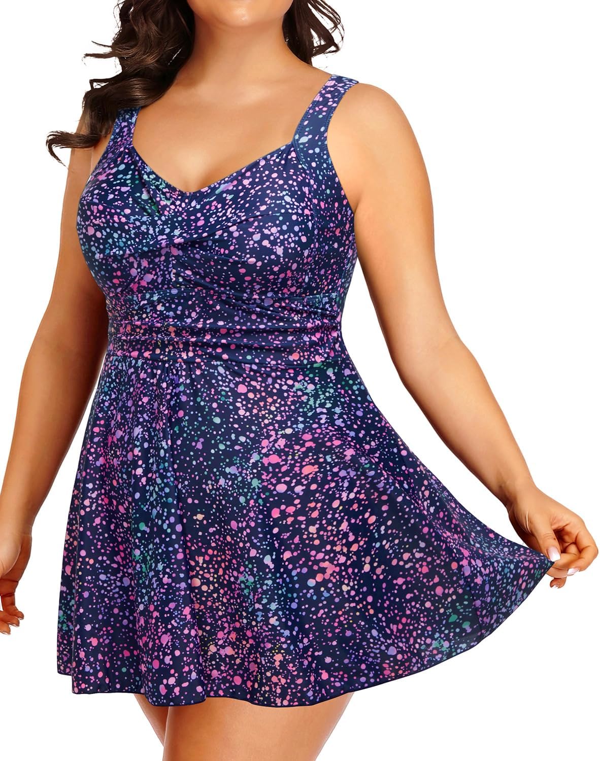Tempt Me Women's Plus Size Swim Dress for Tummy Control Style