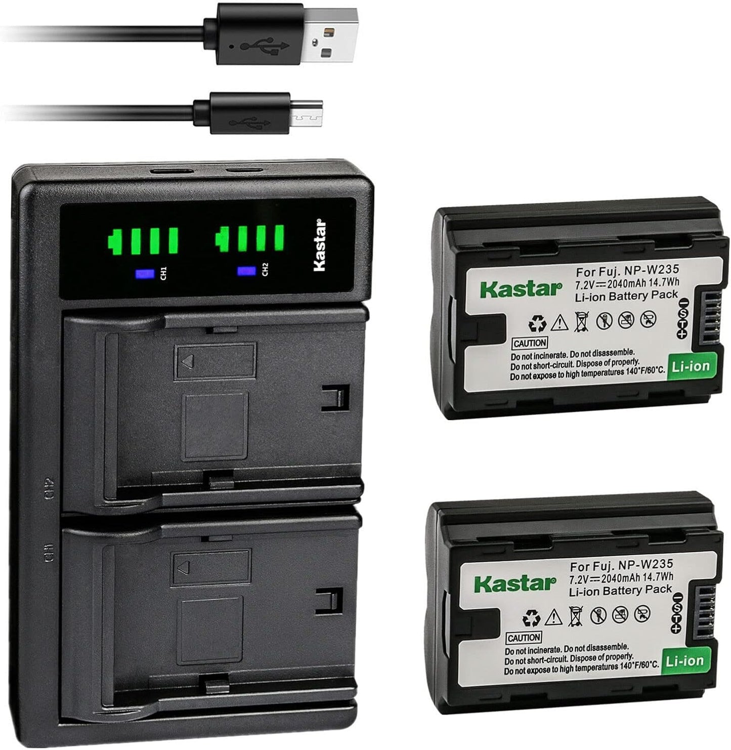 Kastar NP-W235 Battery and LTD2 USB Charger for Fujifilm Cameras