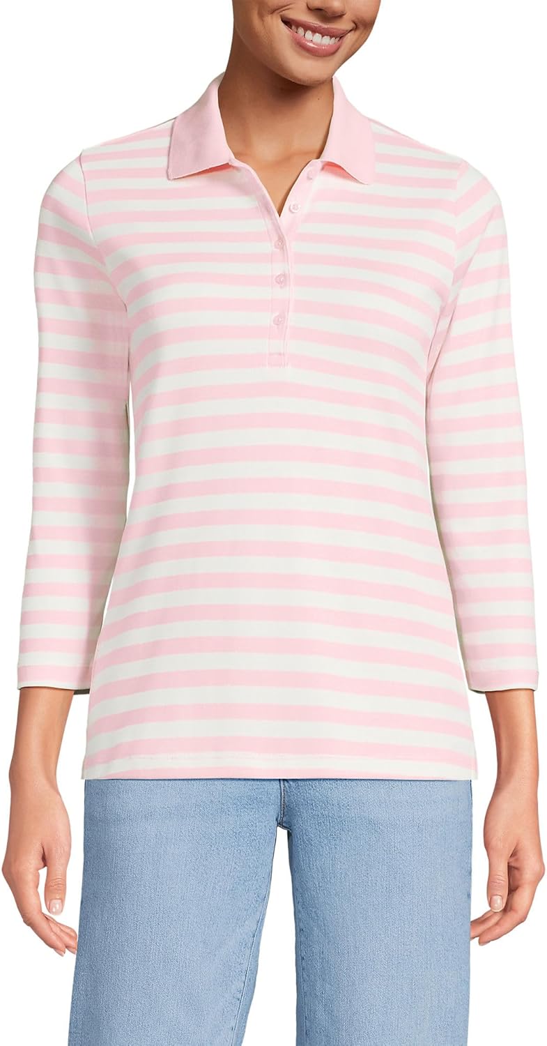 Lands' End Women's 3/4 Sleeve Supima Cotton Polo Shirt Review
