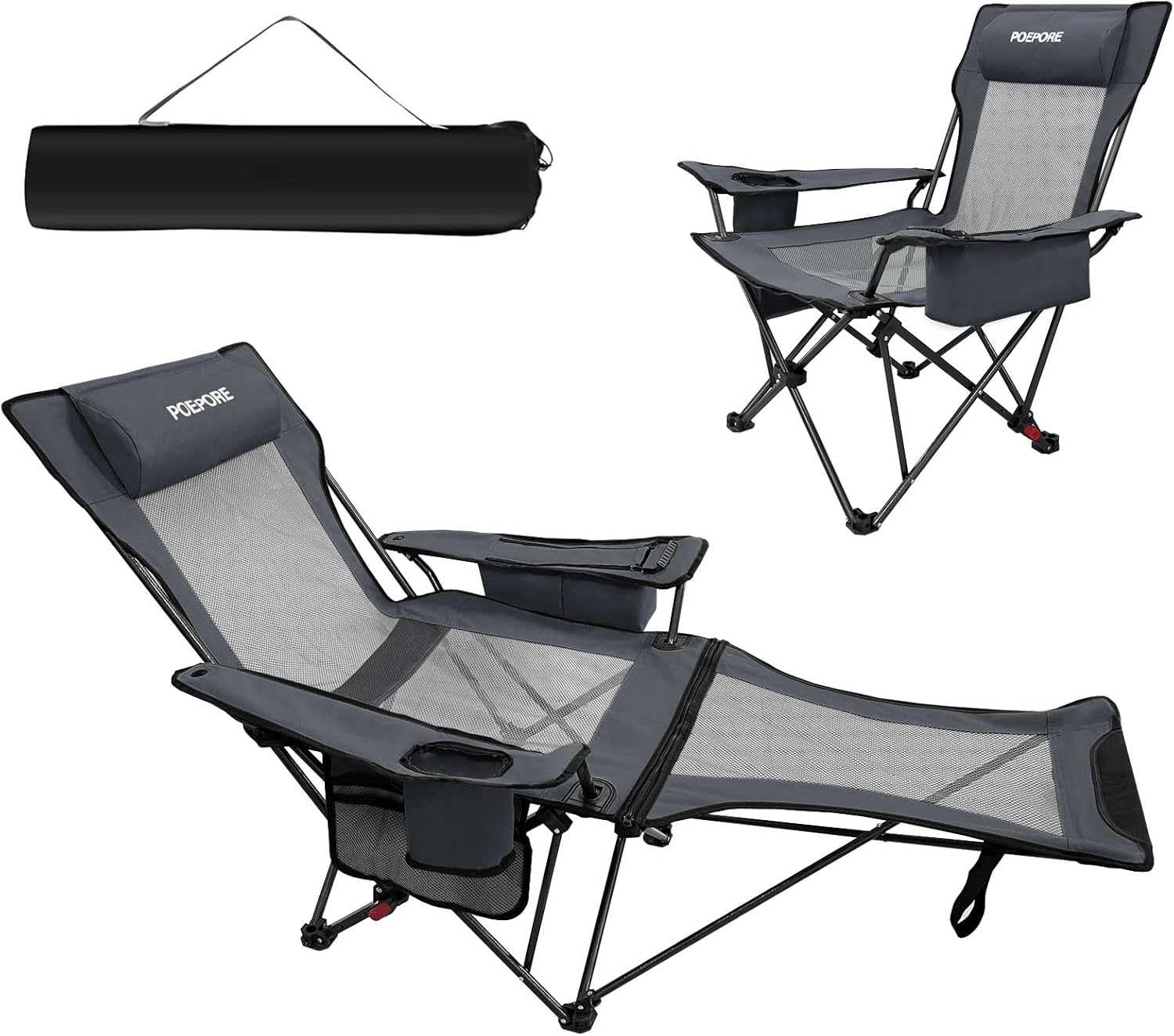 Reclining Camping Chair with Foot Rest for Ultimate Comfort