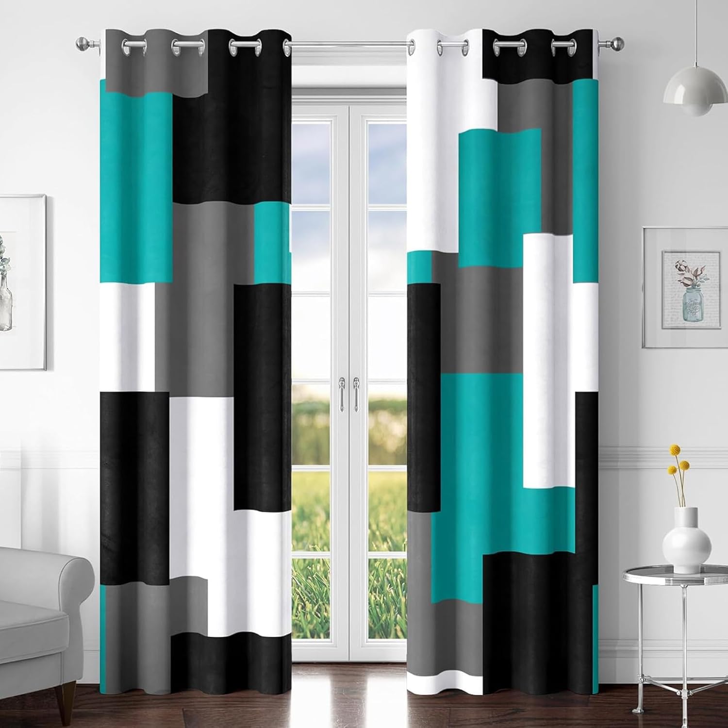 Teal 100% Blackout Curtains for Bedroom 108 inch Extra Long