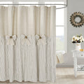 Linen Button Farmhouse Beige Shower Curtain 72x72 in - Country Style