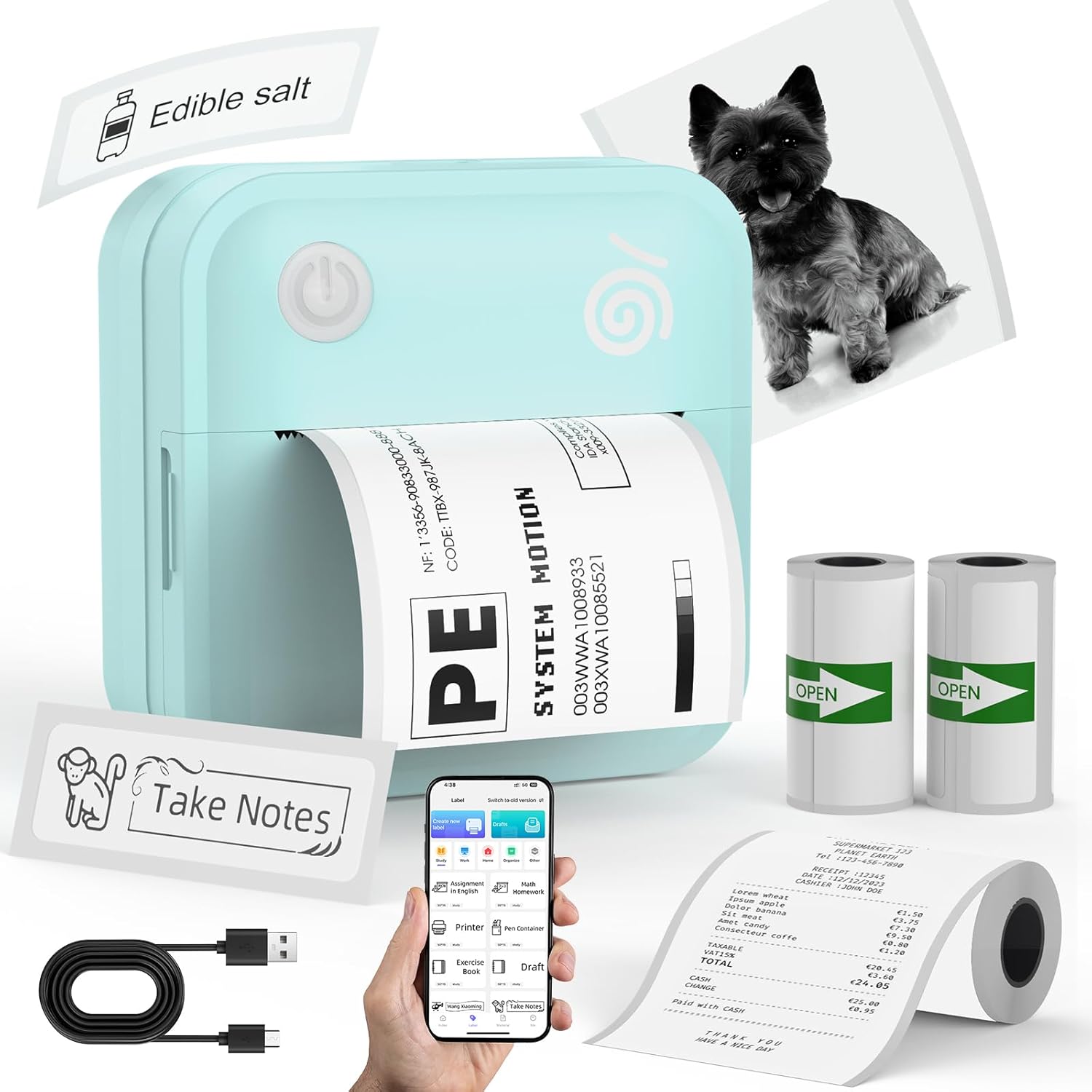 Portable Bluetooth Label Maker - Mini Sticker Printer with Templates