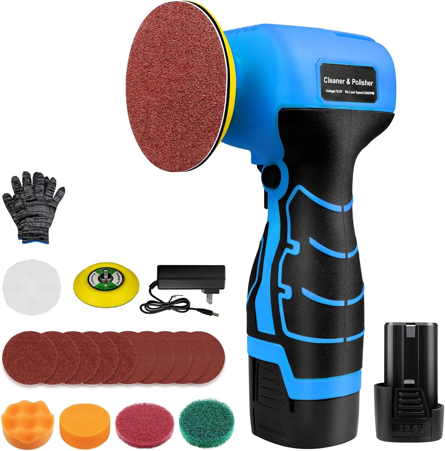Cordless Sander with 16.8V Battery for Polishing and Cleaning