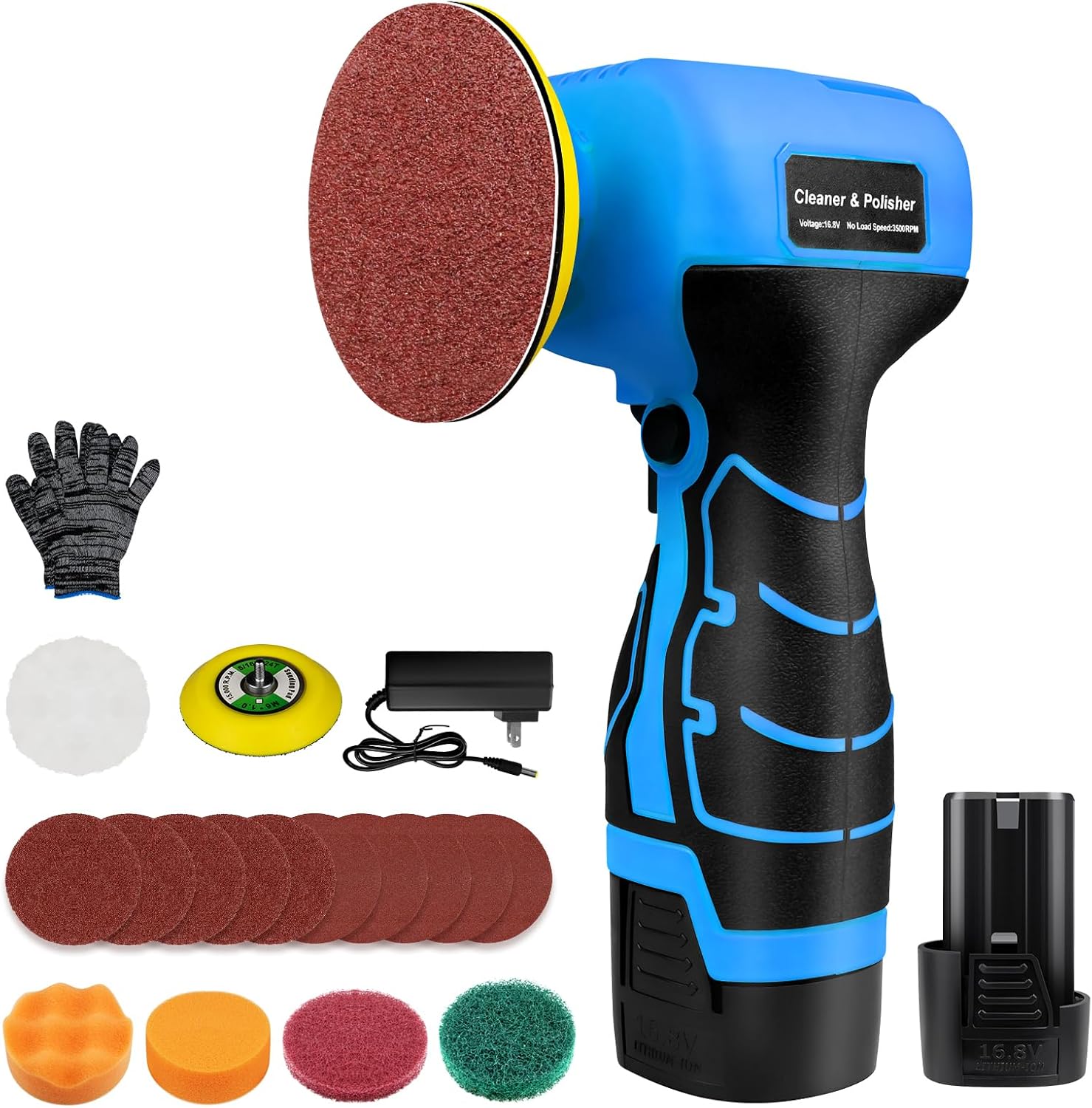 Cordless Sander with 16.8V Battery for Polishing and Cleaning