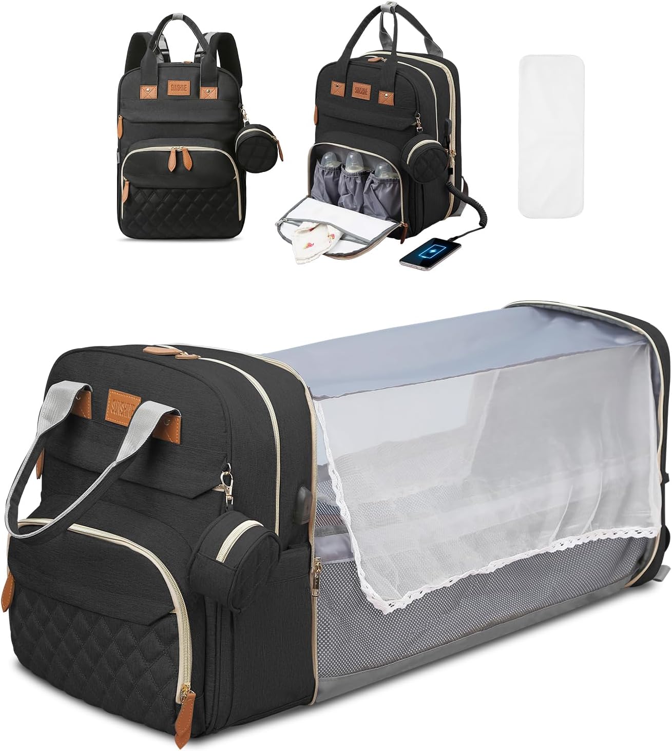 Large Diaper Bag Backpack with Changing Station for New Moms
