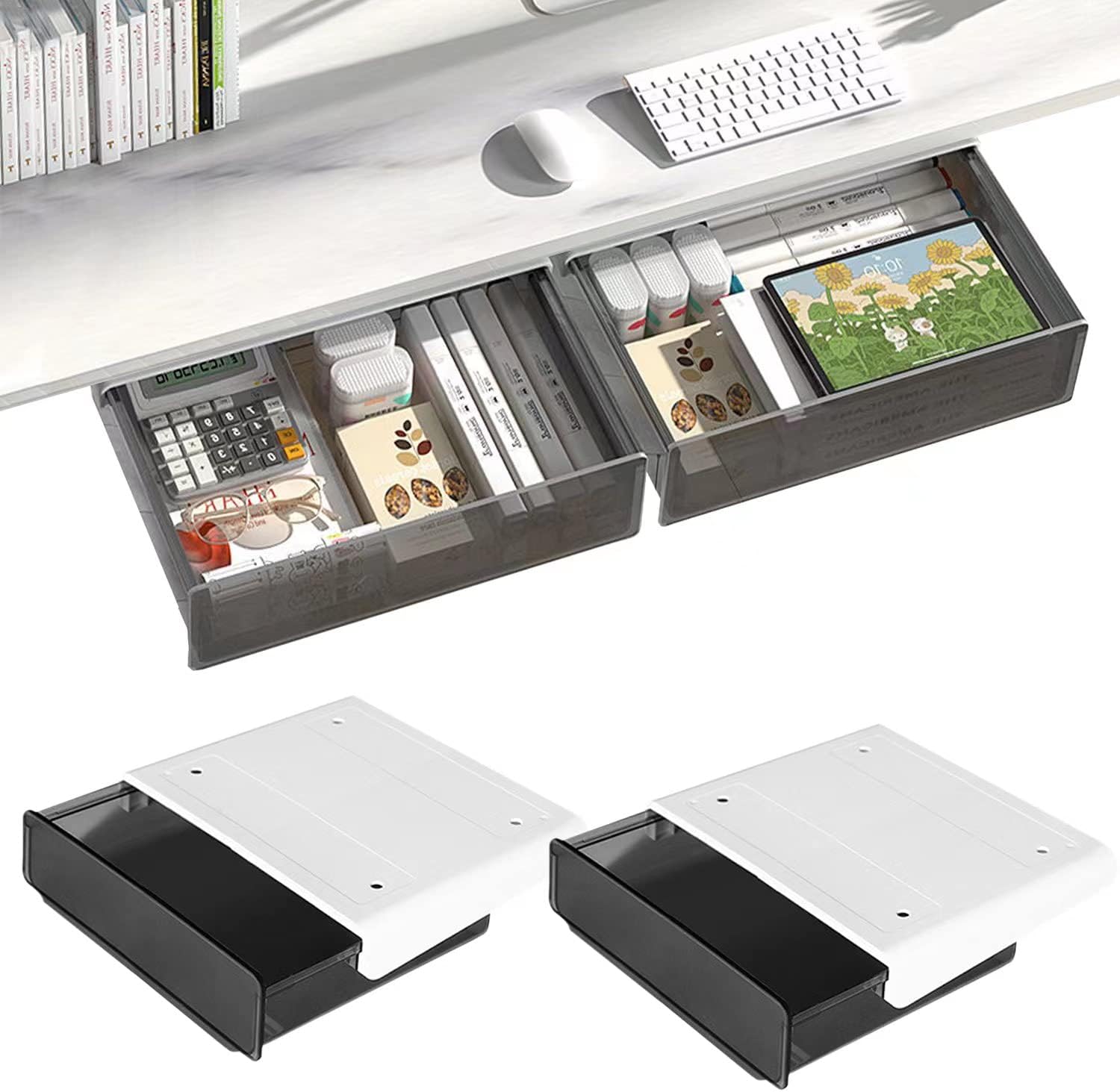 2 Pack Under Desk Organizer for Extra Storage