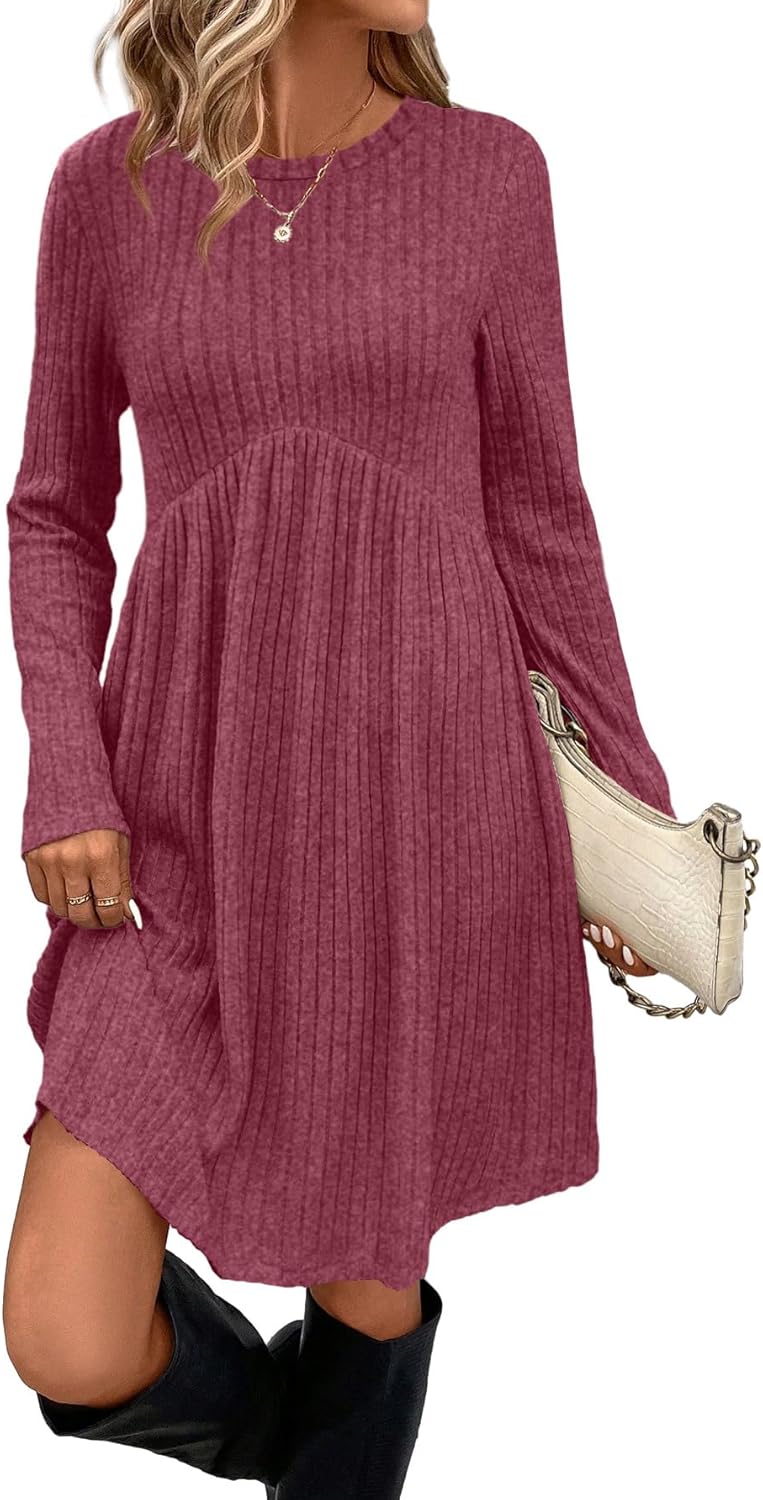 OFEEFAN Long Sleeve Dress with Pockets for Women in Fall