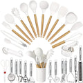Cooking Utensils Set 35 PCs - Complete Silicone & Wooden Handle Kit