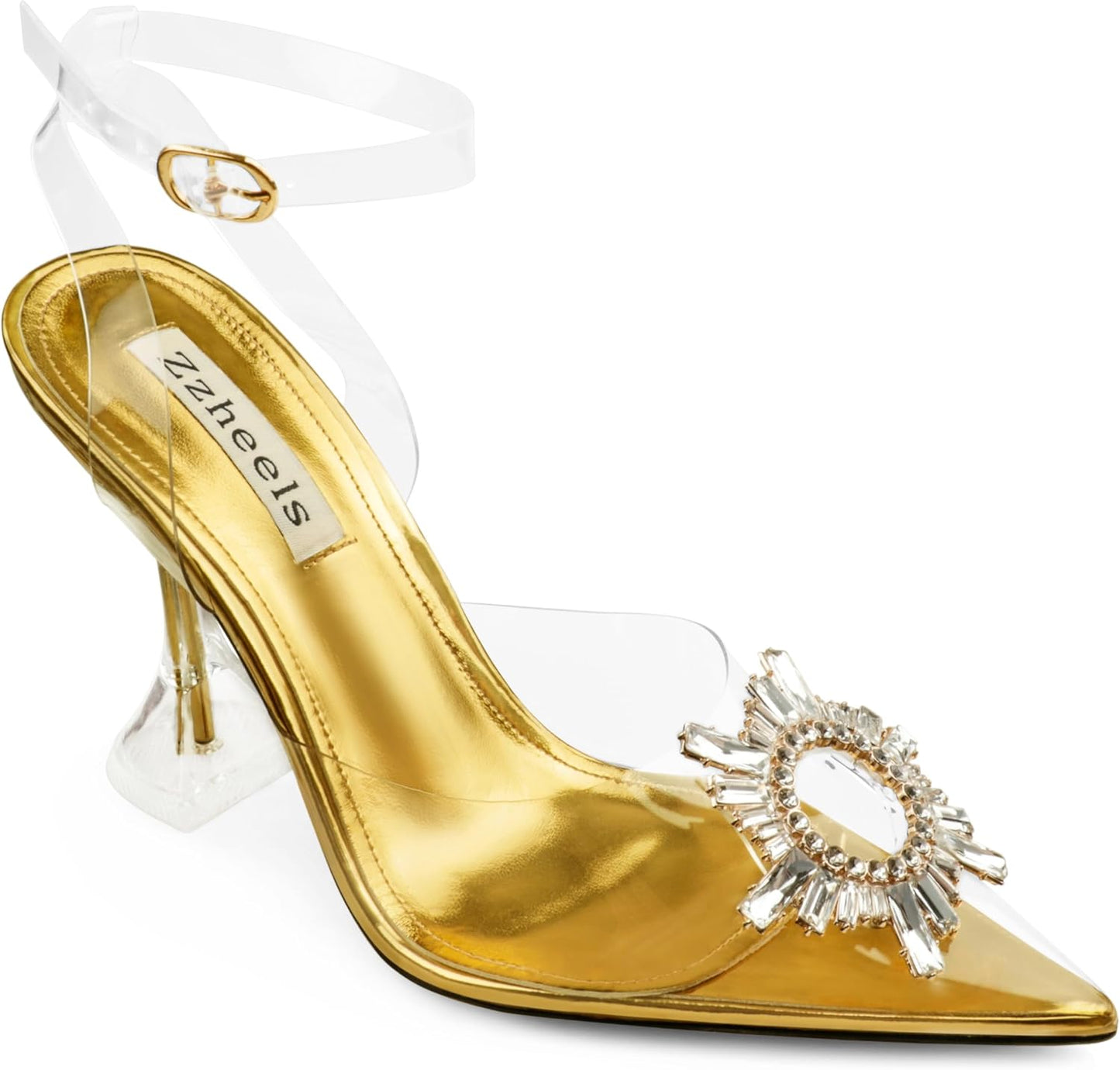 Zzheels Women's High Heel Crystal Slingback Pumps for Parties