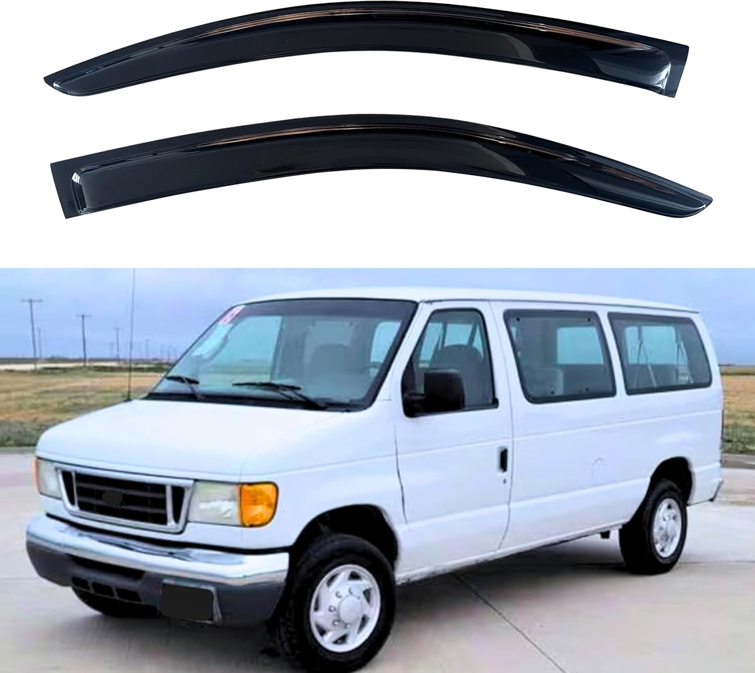 KPY Window Visor Rain Guard Deflectors for Ford Econoline Vans