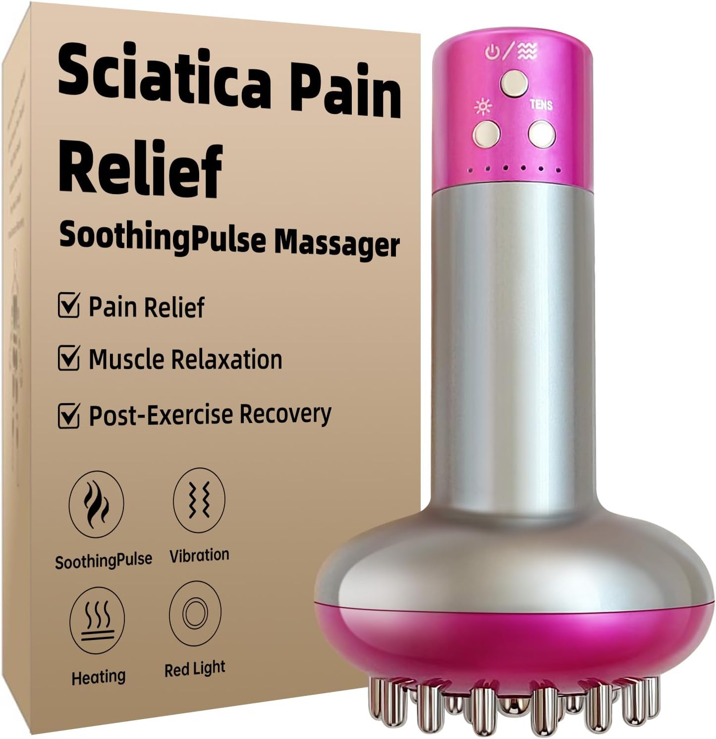 Sciatica Pain Relief Massager - Pulse, Heat, Vibration, Red Light