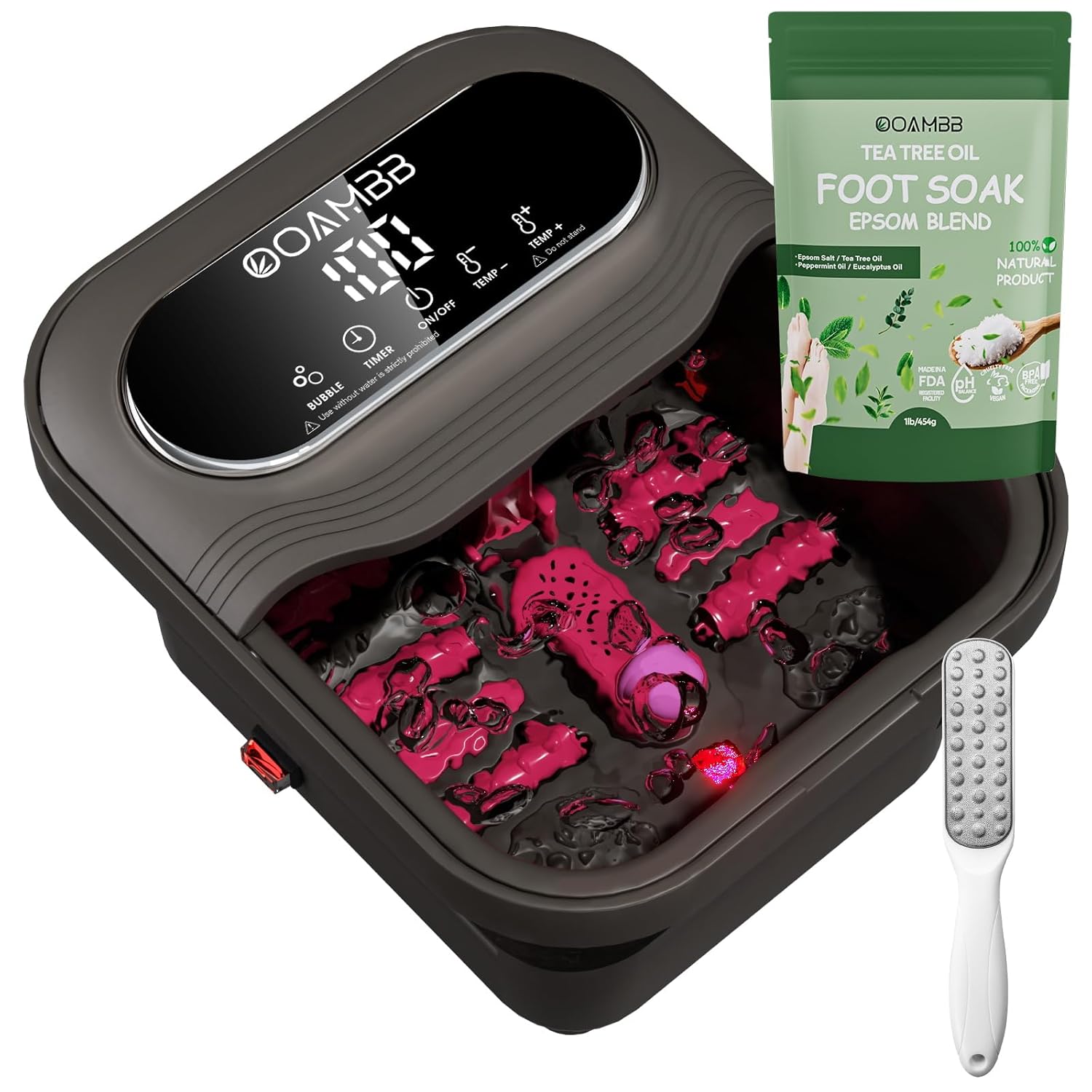 Collapsible Foot Spa with Heat and Bubble Control for Relaxation