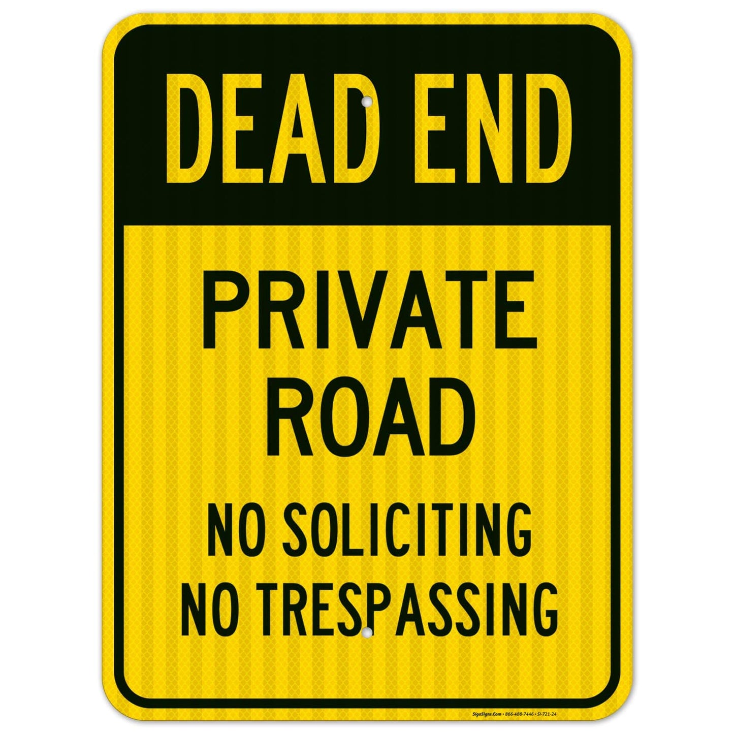 Dead End Private Road Sign for No Soliciting & No Trespassing