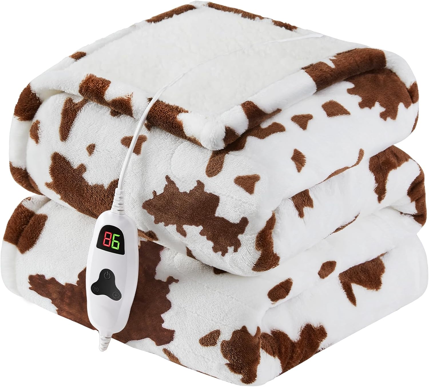 Cow Print Heated Electric Blanket Throw for Cozy Comfort