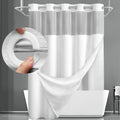 YellyHommy No Hook Shower Curtain Set - Time-Saving White Waffle