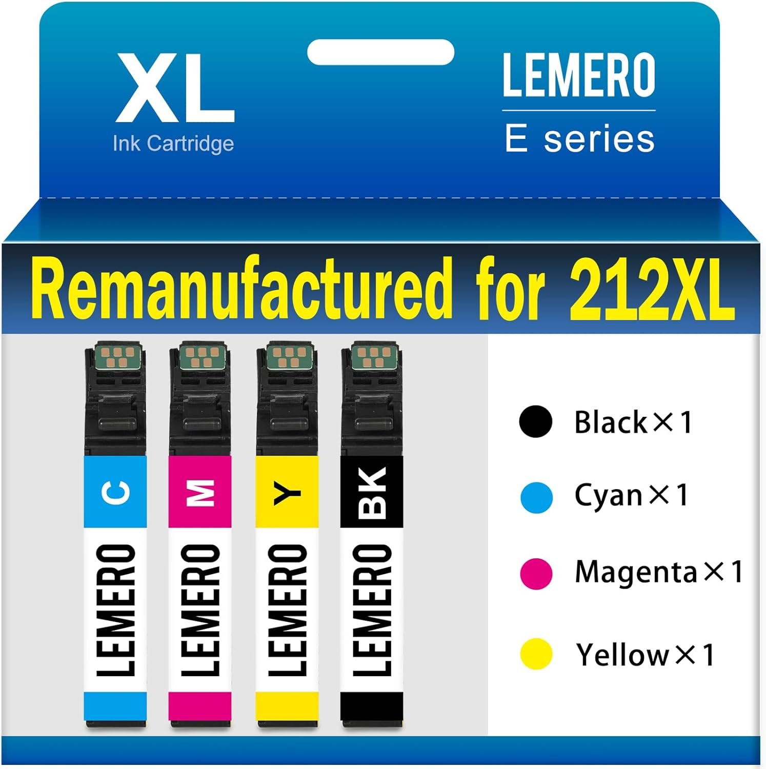 LEMER Remanufactured Ink Cartridge for Epson 212XL 4-Pack