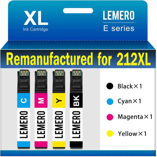 LEMER Remanufactured Ink Cartridge for Epson 212XL 4-Pack