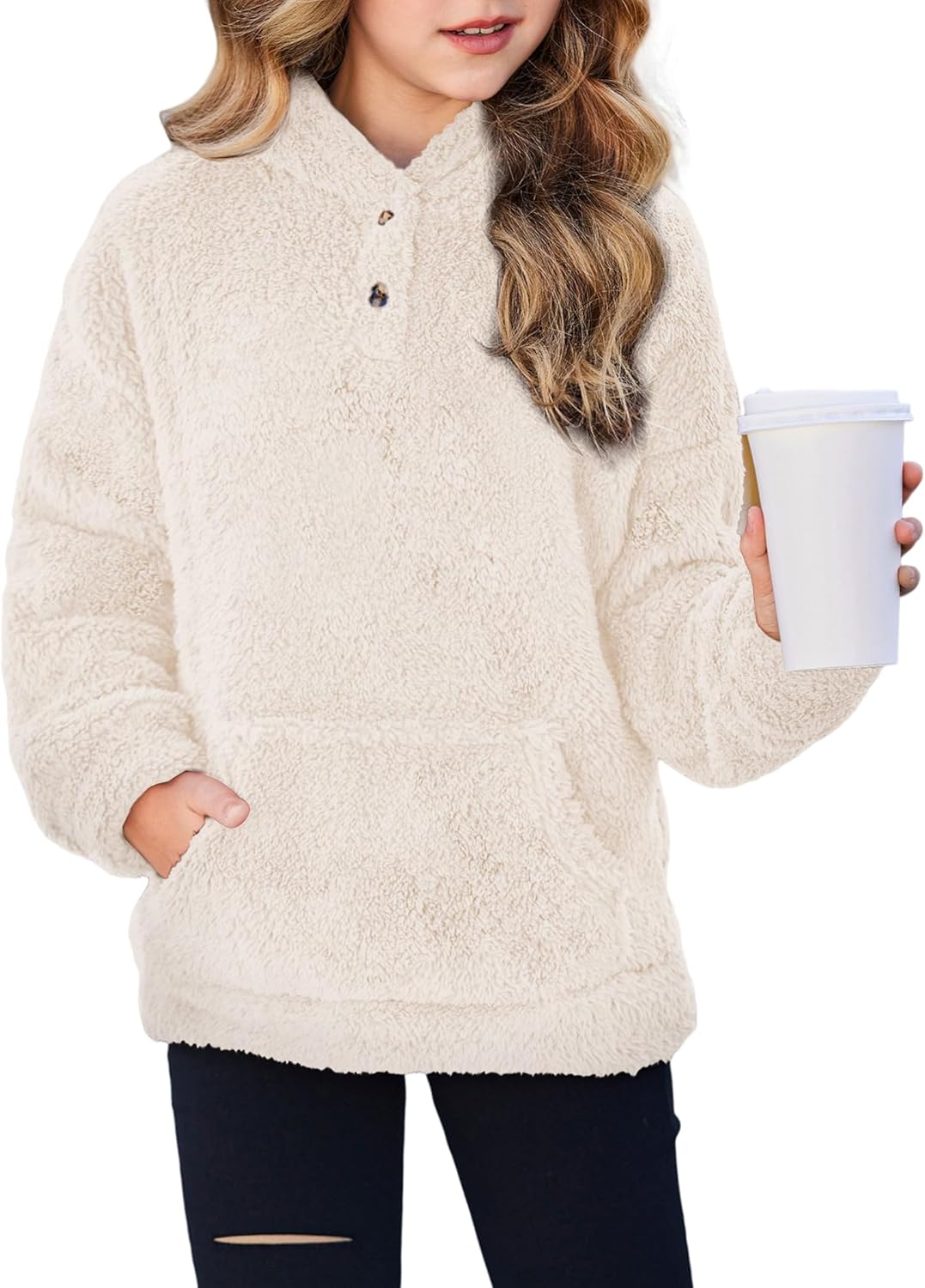 Arshiner Girls Hoodie Sherpa Fleece Pullover for Cozy Comfort
