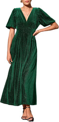 Women's Formal Velvet Maxi Dress for Wedding Guests and More