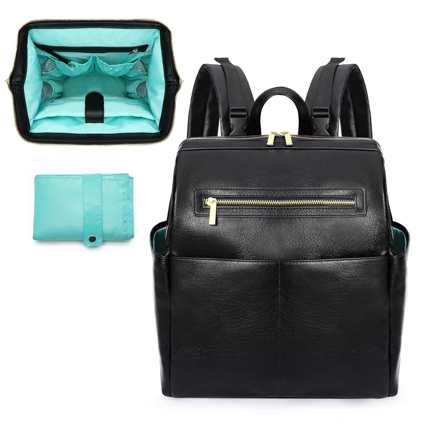 MOMINSIDE 16-Pocket Leather Diaper Bag Backpack