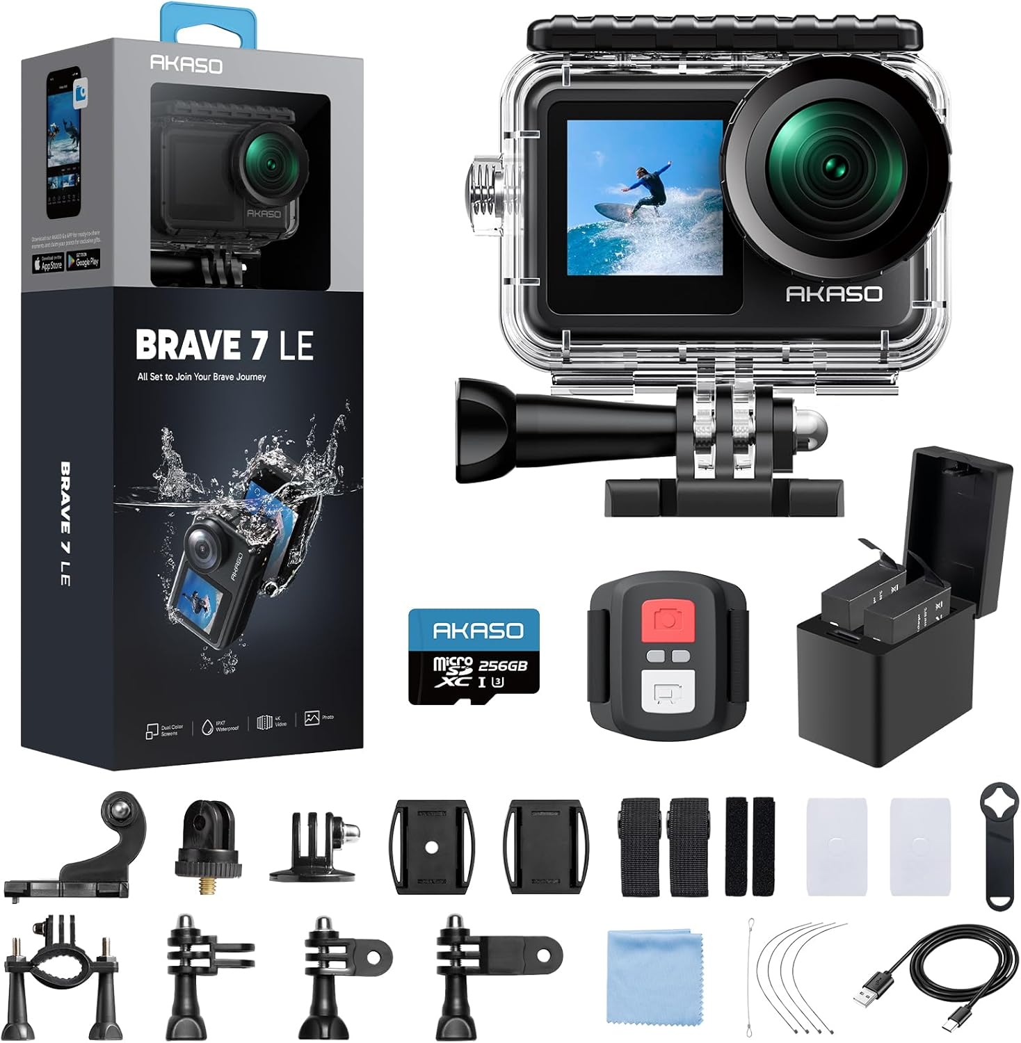 AKASO Brave 7 LE Action Camera: 4K Ultra HD Waterproof Bundle