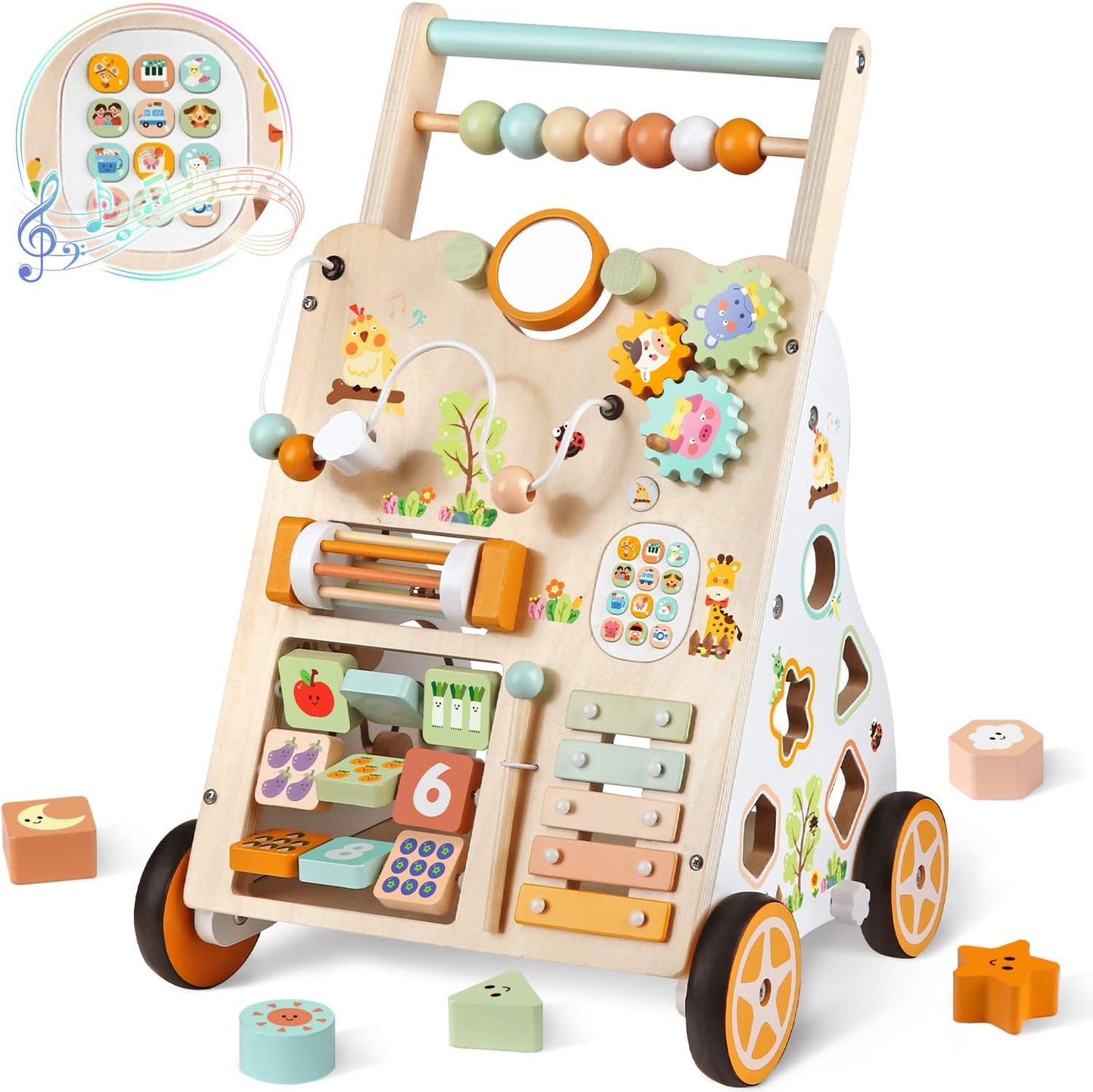 Baby Push Walker with Wheels for 1 Year Olds - Montessori Toy