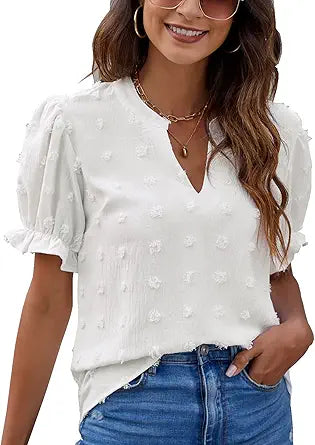 Blooming Jelly Womens Puff Sleeve Summer Tops for Stylish Comfort