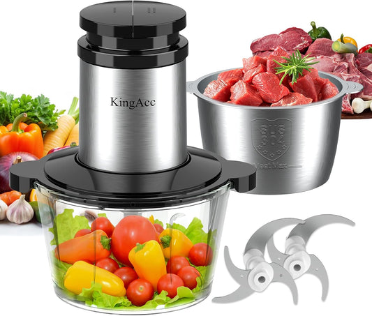 Powerful 500W Electric Meat Grinder & Chopper | 2 Bowls | KingAcc