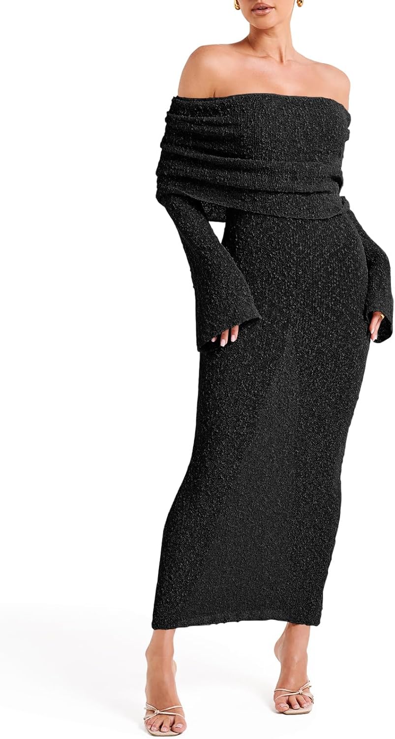Saodimallsu Womens Off Shoulder Maxi Dress for Summer Fun