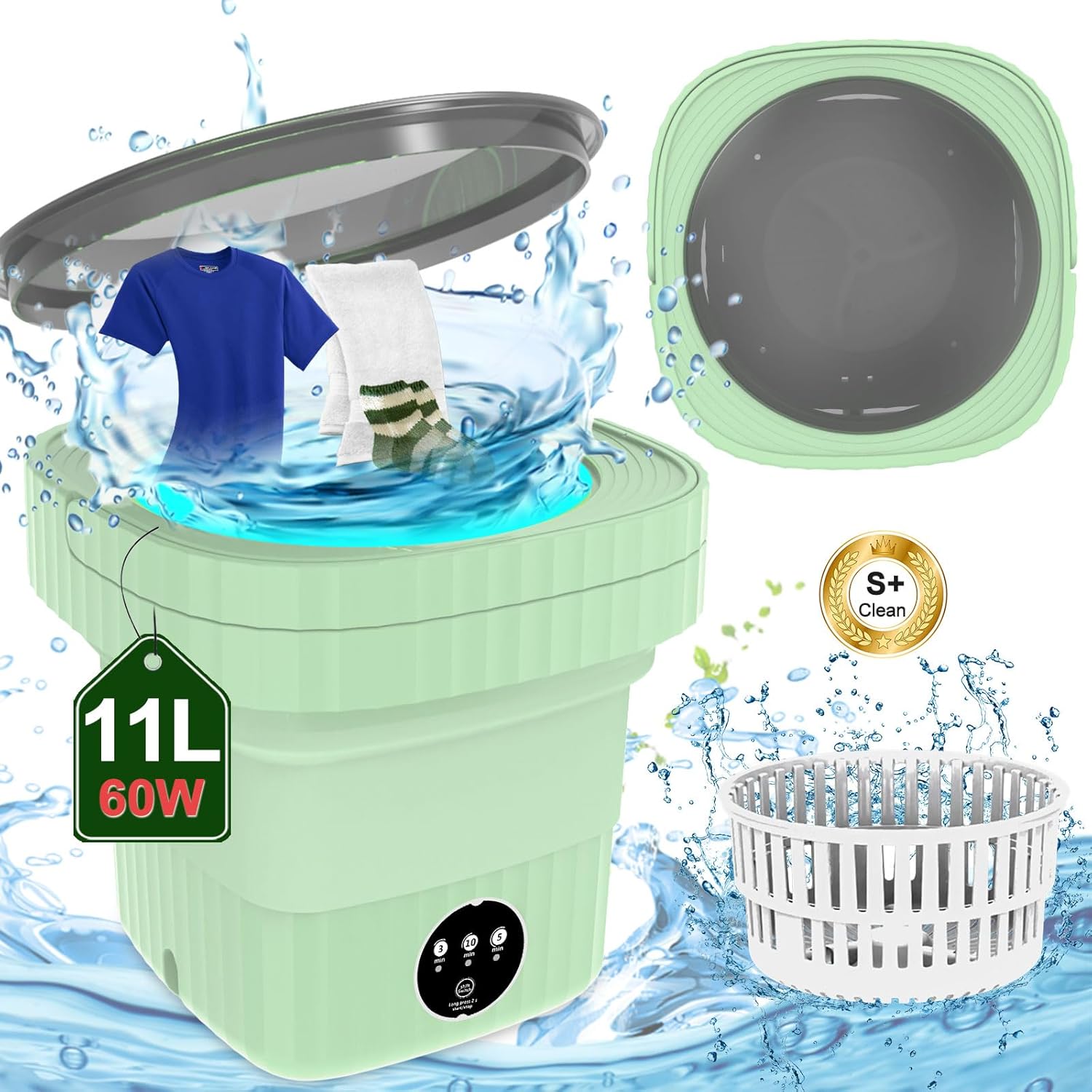Portable Mini Washer: Compact Spin & Fold Design