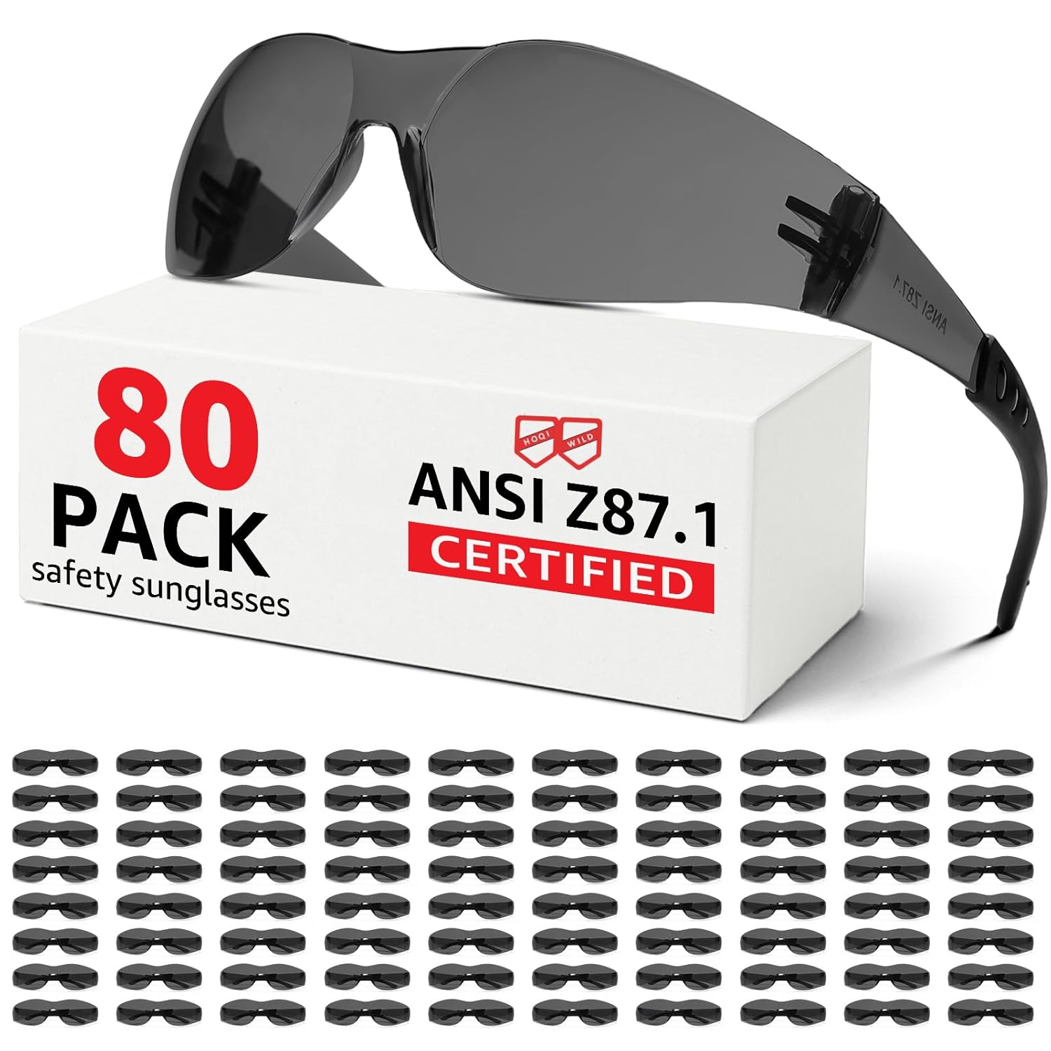 ANSI Z87.1 Tinted Safety Glasses for Work & Outdoor Sports