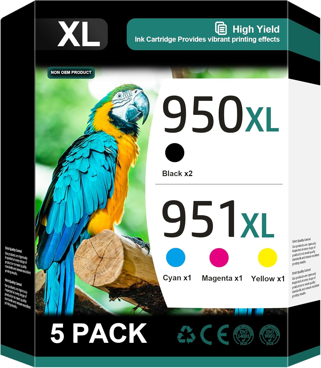 950XL 951XL Combo Pack for HP Printers - 5 Pack Ink Cartridges
