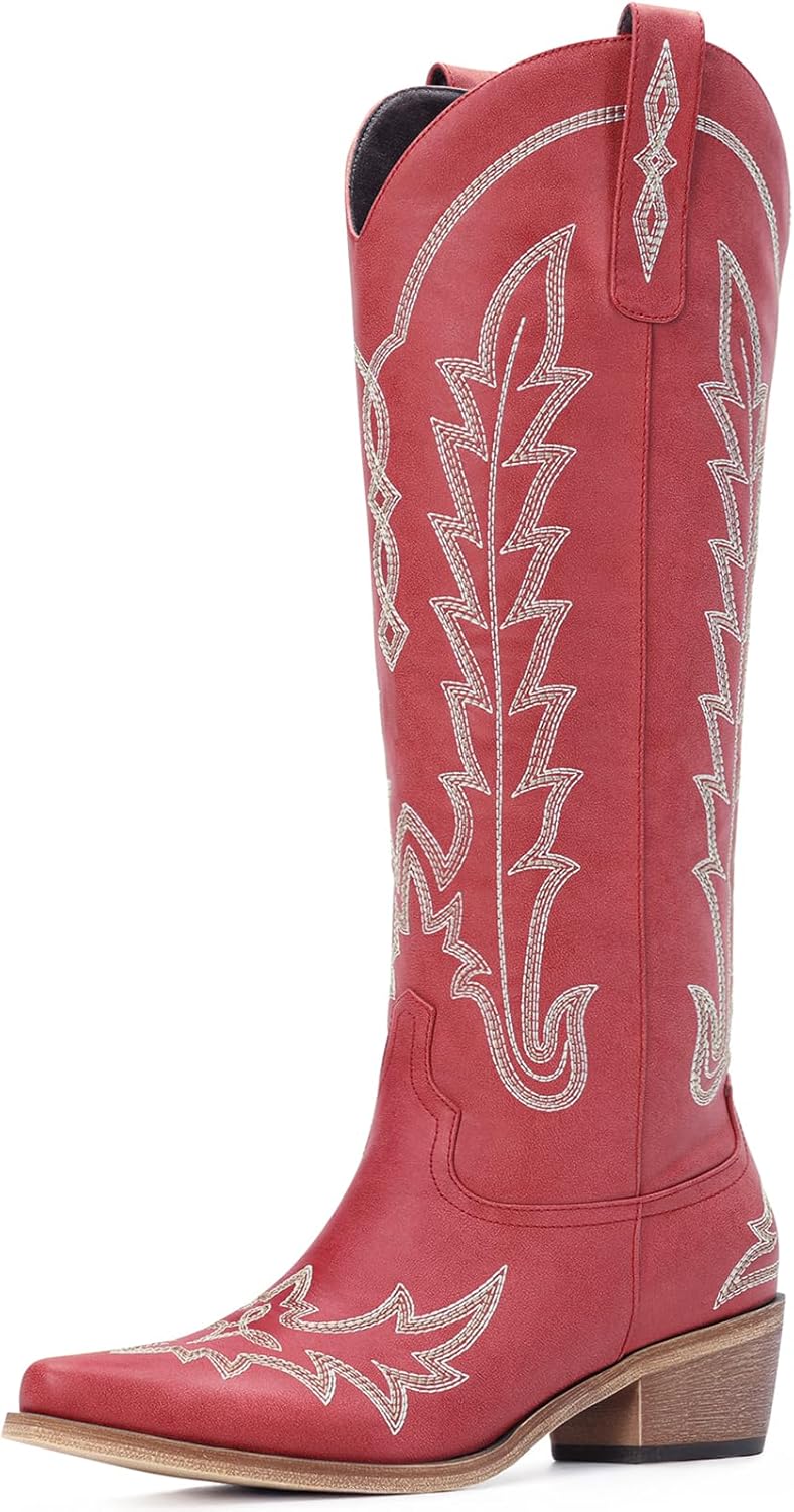 Cowboy Boots for Women - Vintage Knee High Chunky Heel Style