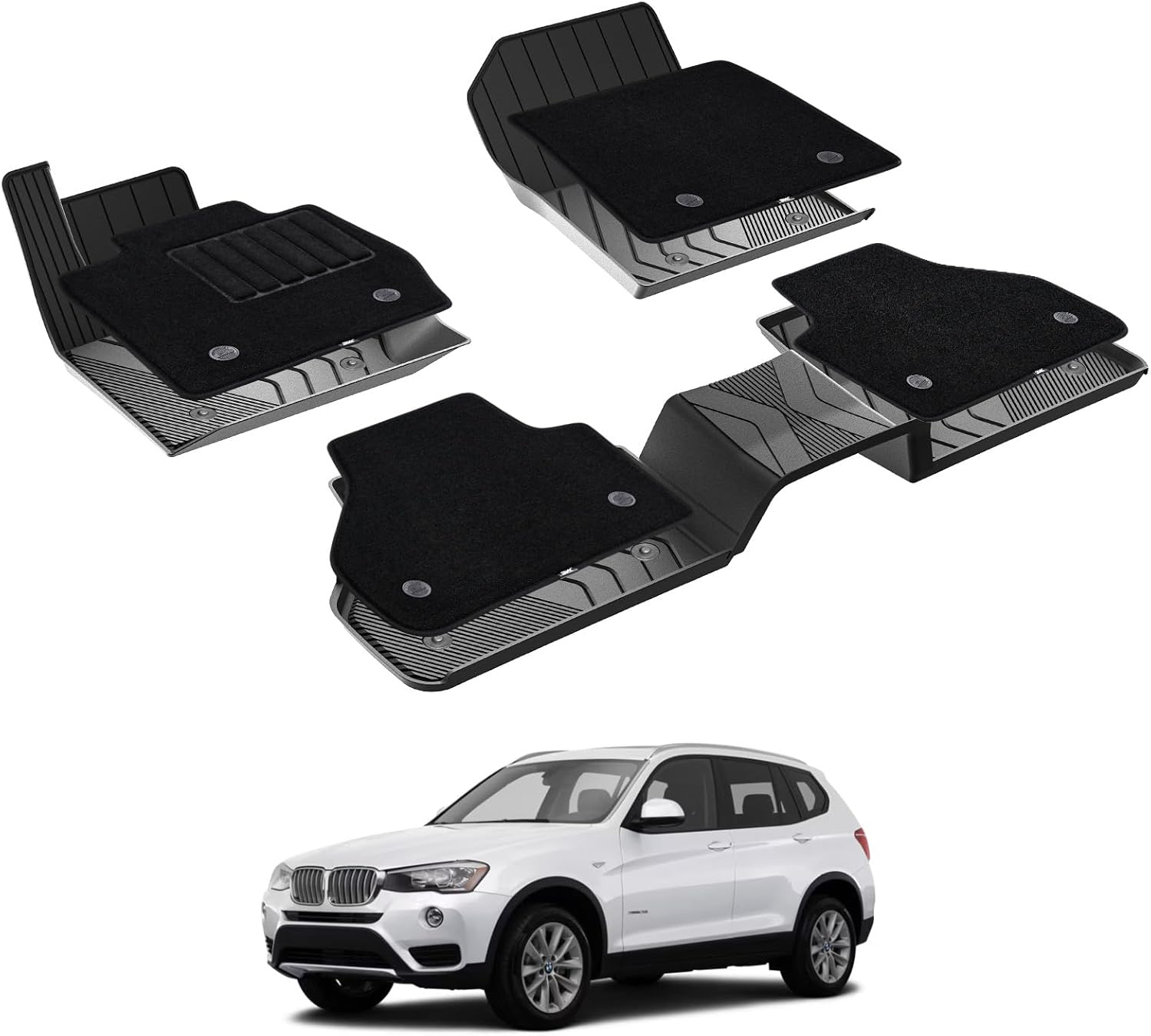 3W Floor Mats for BMW X3 2011-2017 & X4 2015-2018 - Durable Fit