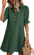 Womens Ruffle Sleeve Shirt Dress with Pockets - Lightweight Summer