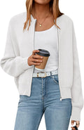 Women's Cropped Cardigan Sweater - Ribbed Zip-Up Crop for Fall