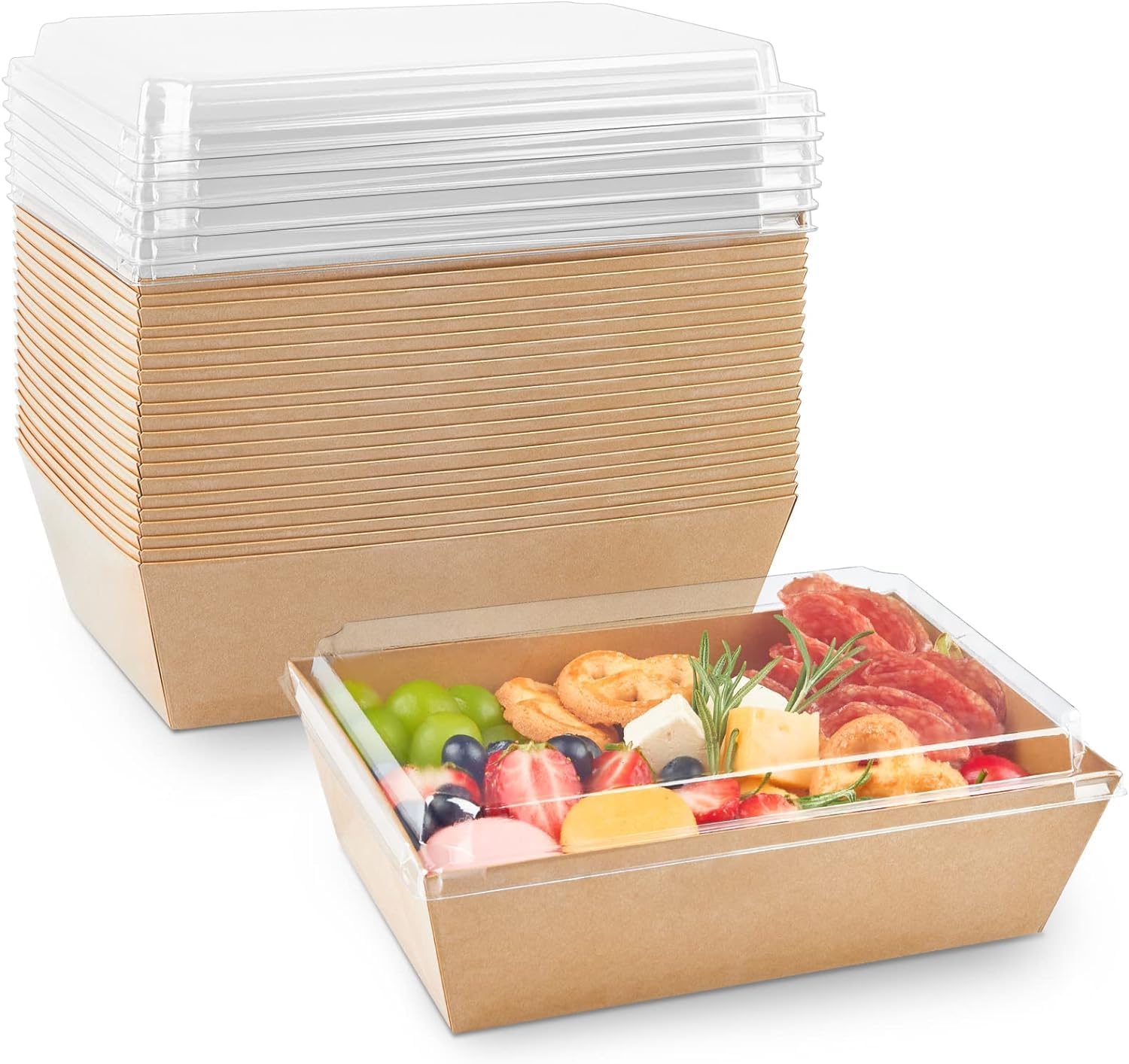 8 x 6 Inch Paper Charcuterie Boxes with Clear Lids for Parties