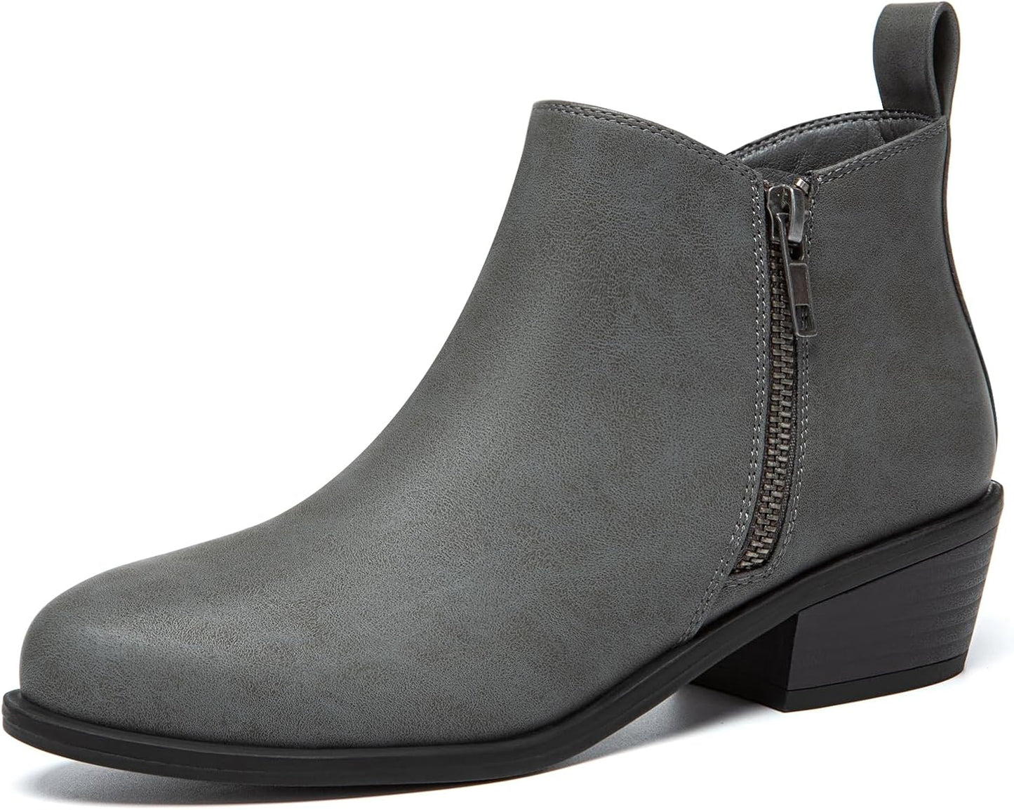 Athlefit Women's Chunky Low Heel Ankle Boots for Comfort