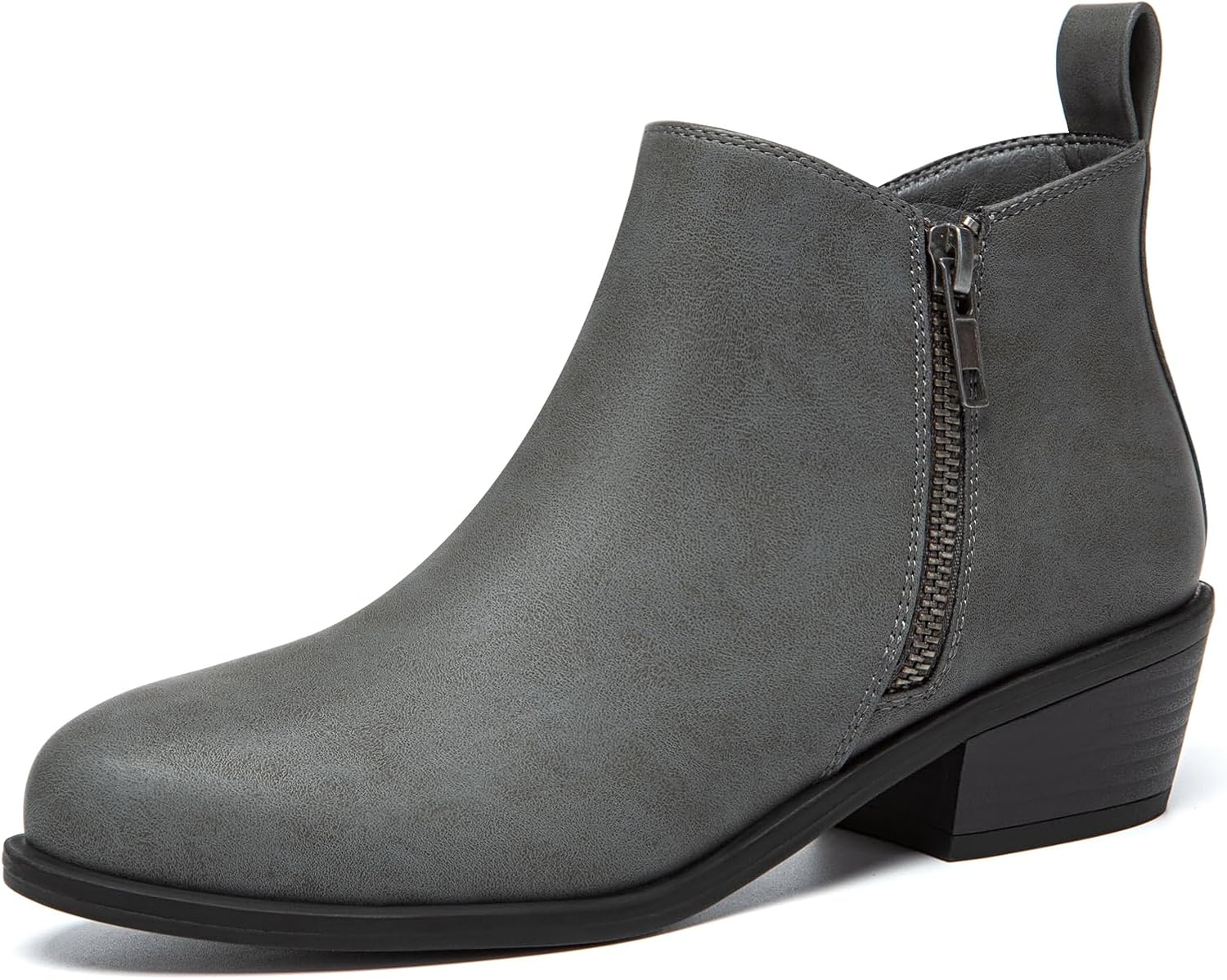 Athlefit Women's Chunky Low Heel Ankle Boots for Comfort