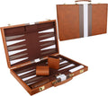 Backgammon Set - Classic 15in Portable Leather Travel Board