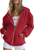 Trendy Queen Womens Zip Up Hoodies Oversized Sweatshirts (Style MG9F)