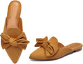 Rilista Mules for Women Slip On Pointed Toe Flats - Comfortable suede