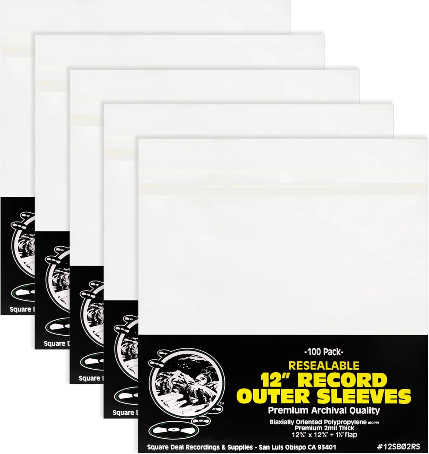 12in Archival Resealable Record Outer Sleeves for Vinyl Protection