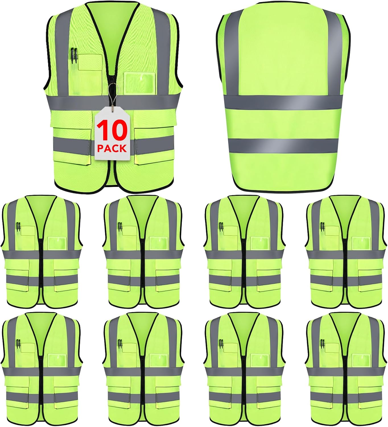 Hi Vis Reflective Safety Vest with Pockets for Men and Women
