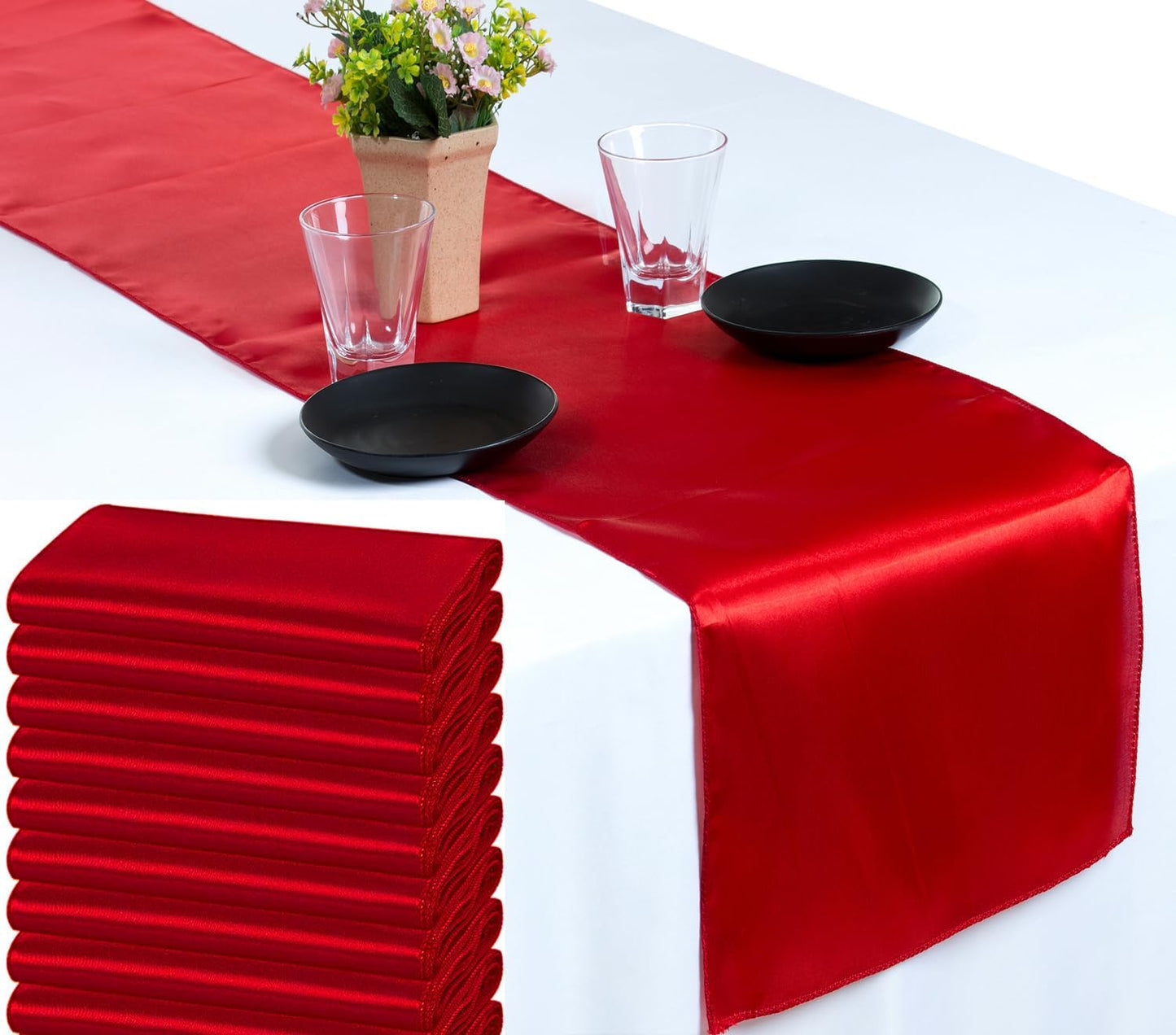 MDS 50 PCS Satin Table Runners for Elegant Event Decor