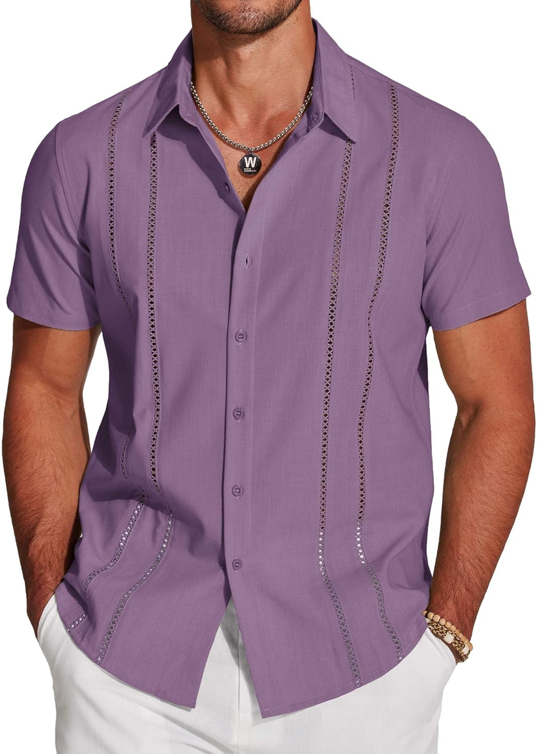 COOFANDY Men's Cuban Guayabera Shirt for Summer Style