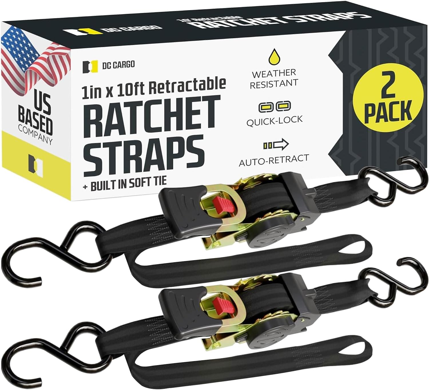 Auto Retractable Ratchet Straps for Heavy Duty Cargo Secure