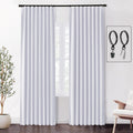 White Blackout Curtains Pleated with Hooks Rings 84 in Length - Full